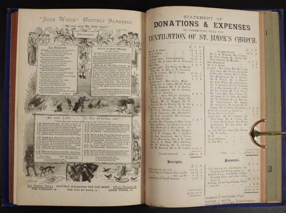 1889 Home Words For Heart & Hearth Antique British Literature Theology Book