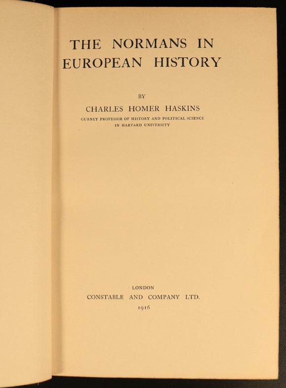The Normans In European History by CH Haskins 1916 Antique Book Leather Binding