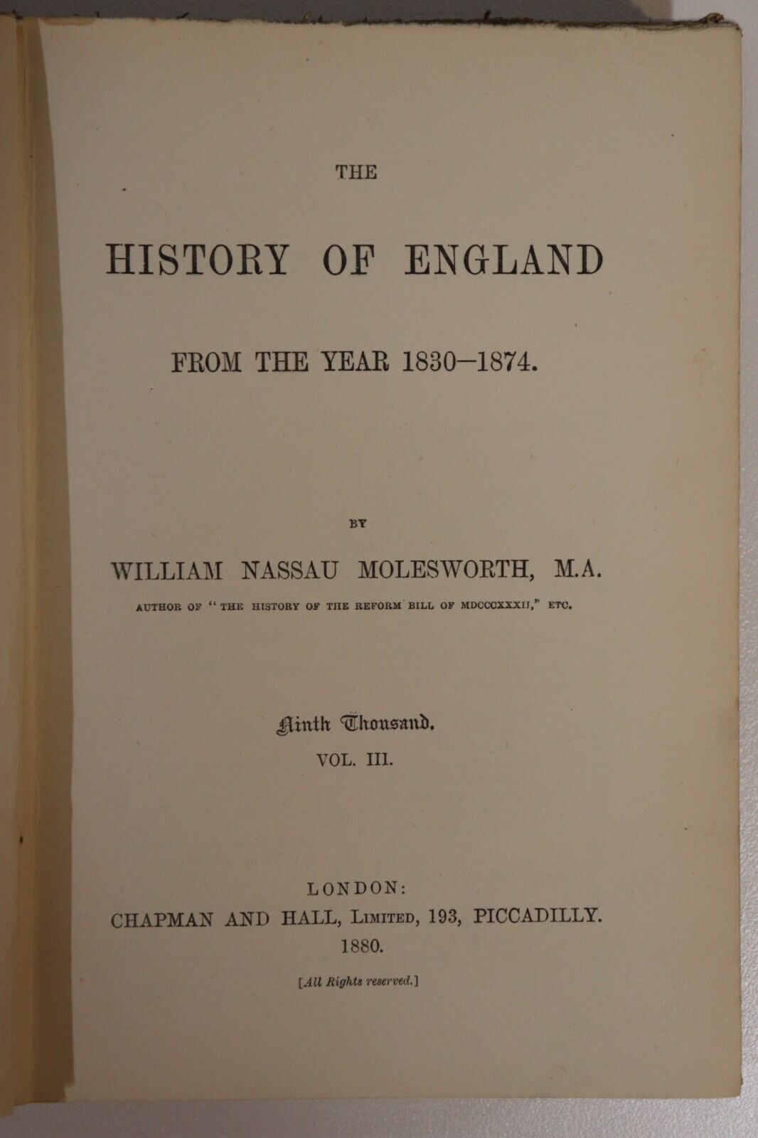 1880 3vol The History Of England by W. Molesworth Antique History Book Set