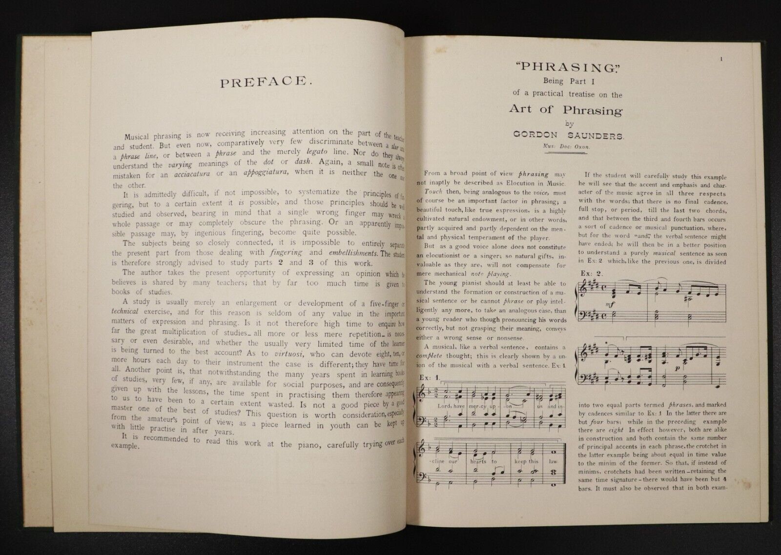 c1896 The Art Of Phrasing by G. Saunders Antique Classical Music Reference Book