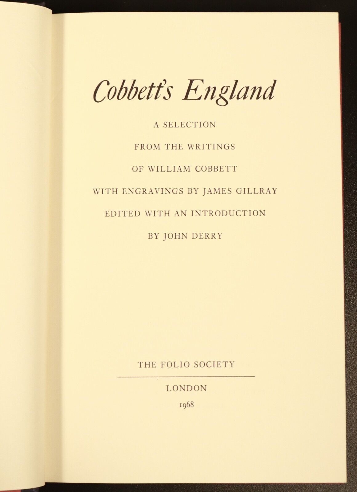 1968 Cobbett's England: Writings Of William Cobbett Folio Society History Book - 0