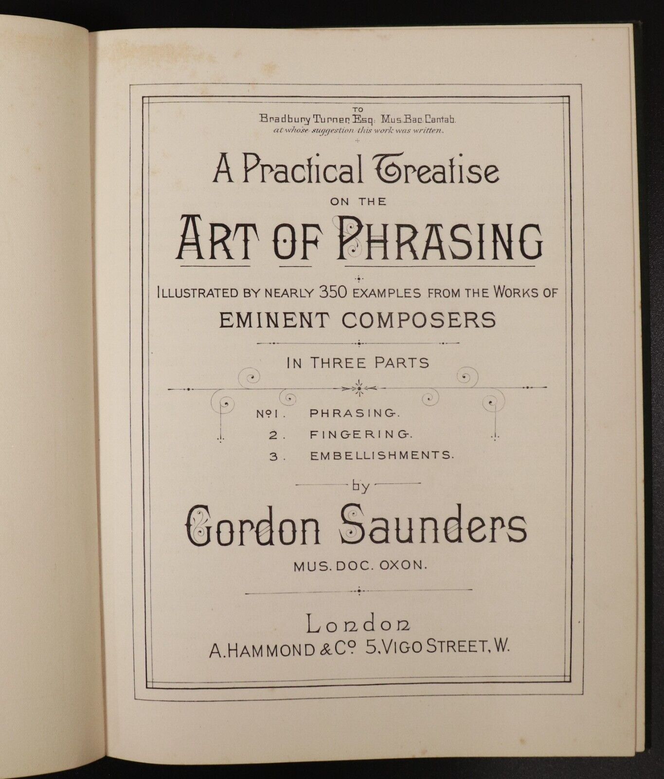 c1896 The Art Of Phrasing by G. Saunders Antique Classical Music Reference Book - 0