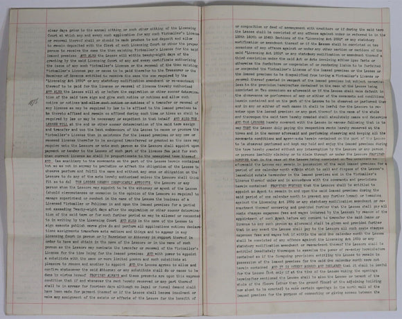 1903 Lease Agreement For Cathedral Hotel Melbourne CBD Australian Manuscript