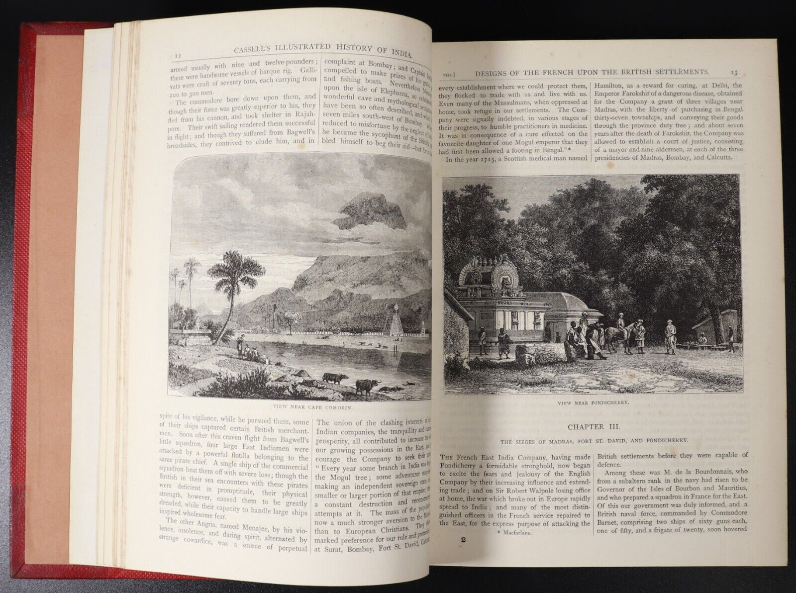 c1885 2vol Cassell's Illustrated History Of India Antique History Book Set