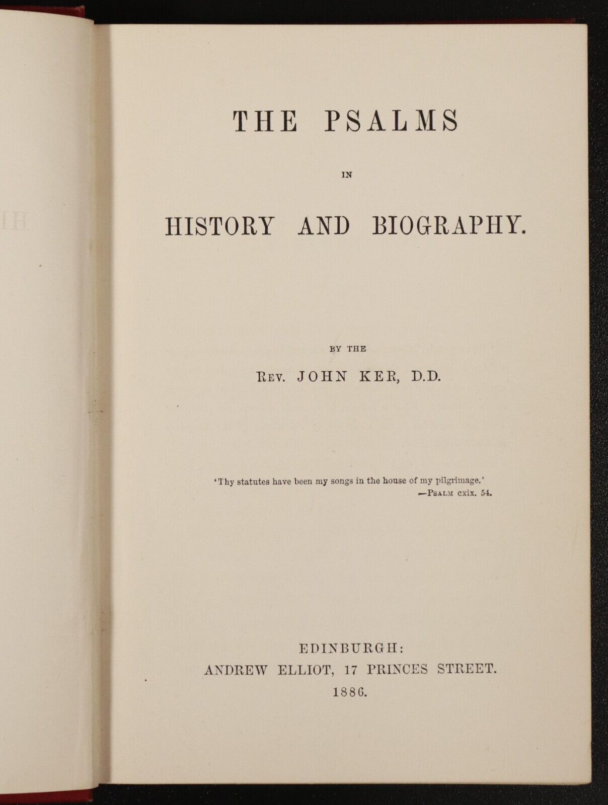 1886 The Psalms In History & Biography Antique Scottish Theology Book John Ker