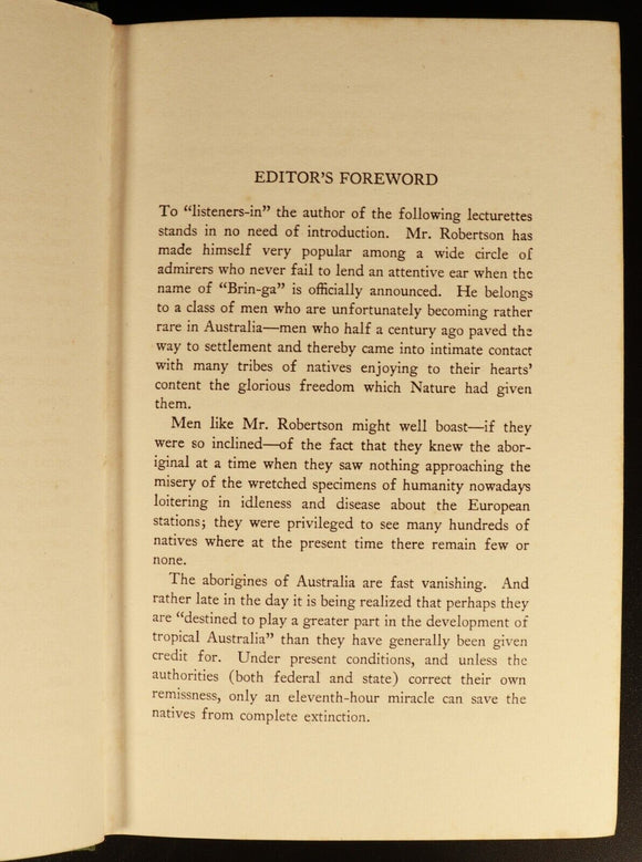 1928 Coo-ee Talks by W. Robertson Australian Aboriginal History Book 1st Edition