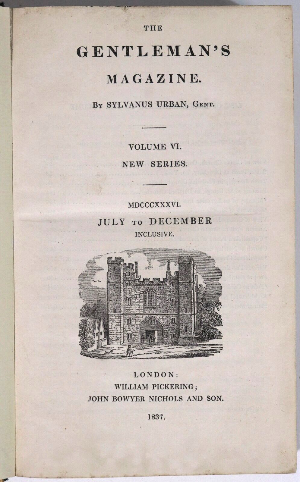 The Gentleman's Magazine - 1834 to 1837 - 6 Vol Antiquarian History Book Set