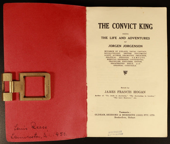 1932 The Convict King Jorgen Jorgenson Australian Convict History Antique Book