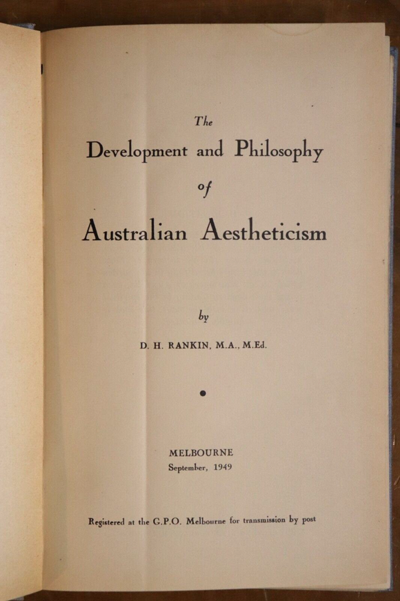 1949 Australian Aestheticism by DH Rankin Scarce 1st Edition Australian Art Book