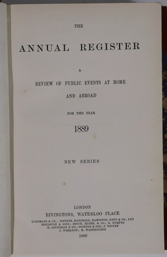 c1876 8vol The Annual Register For Years 1876 to 1894 Antique History Books