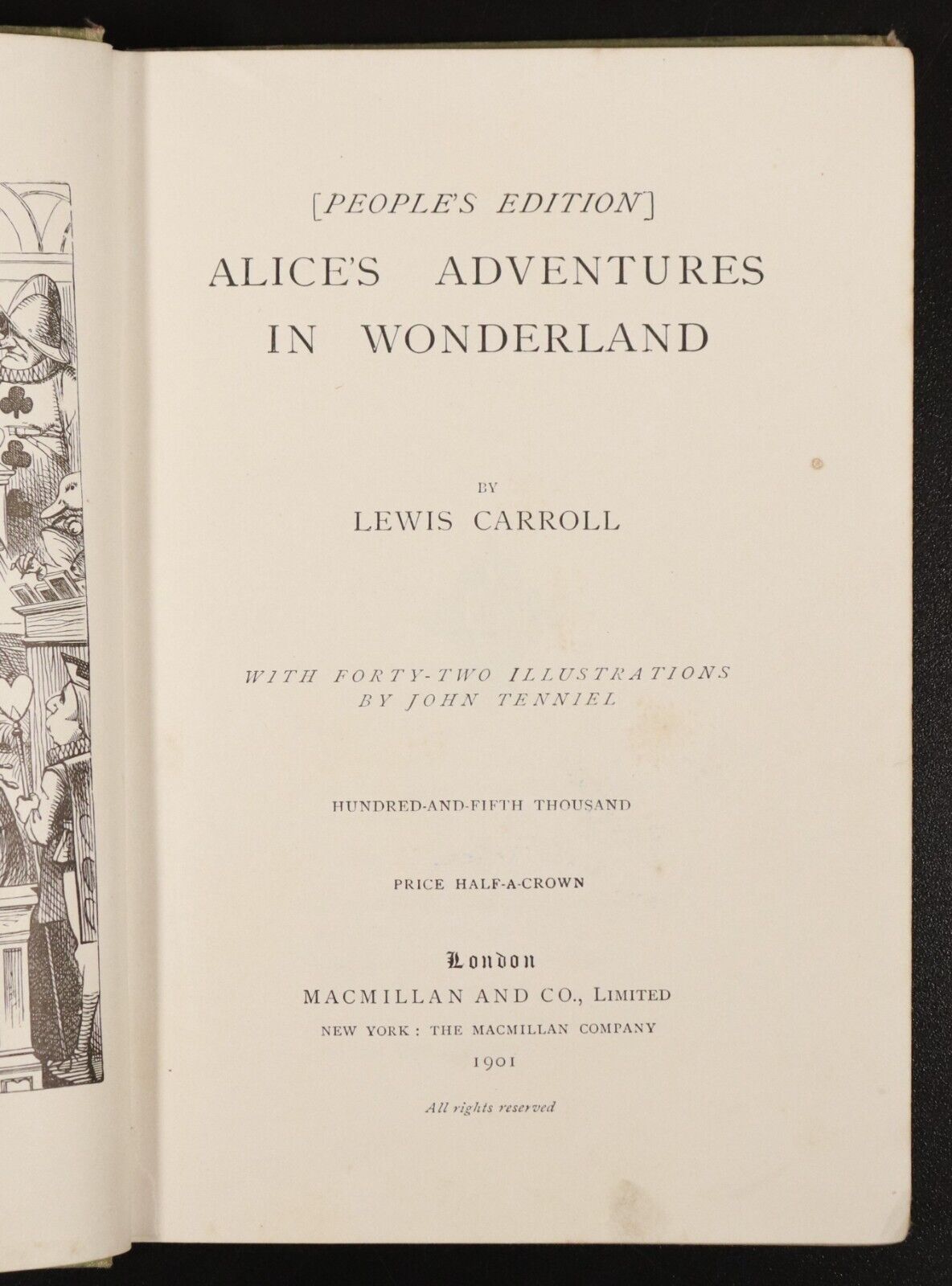 1901 Alice's Adventures In Wonderland by Lewis Carroll Antique Fiction Book - 0