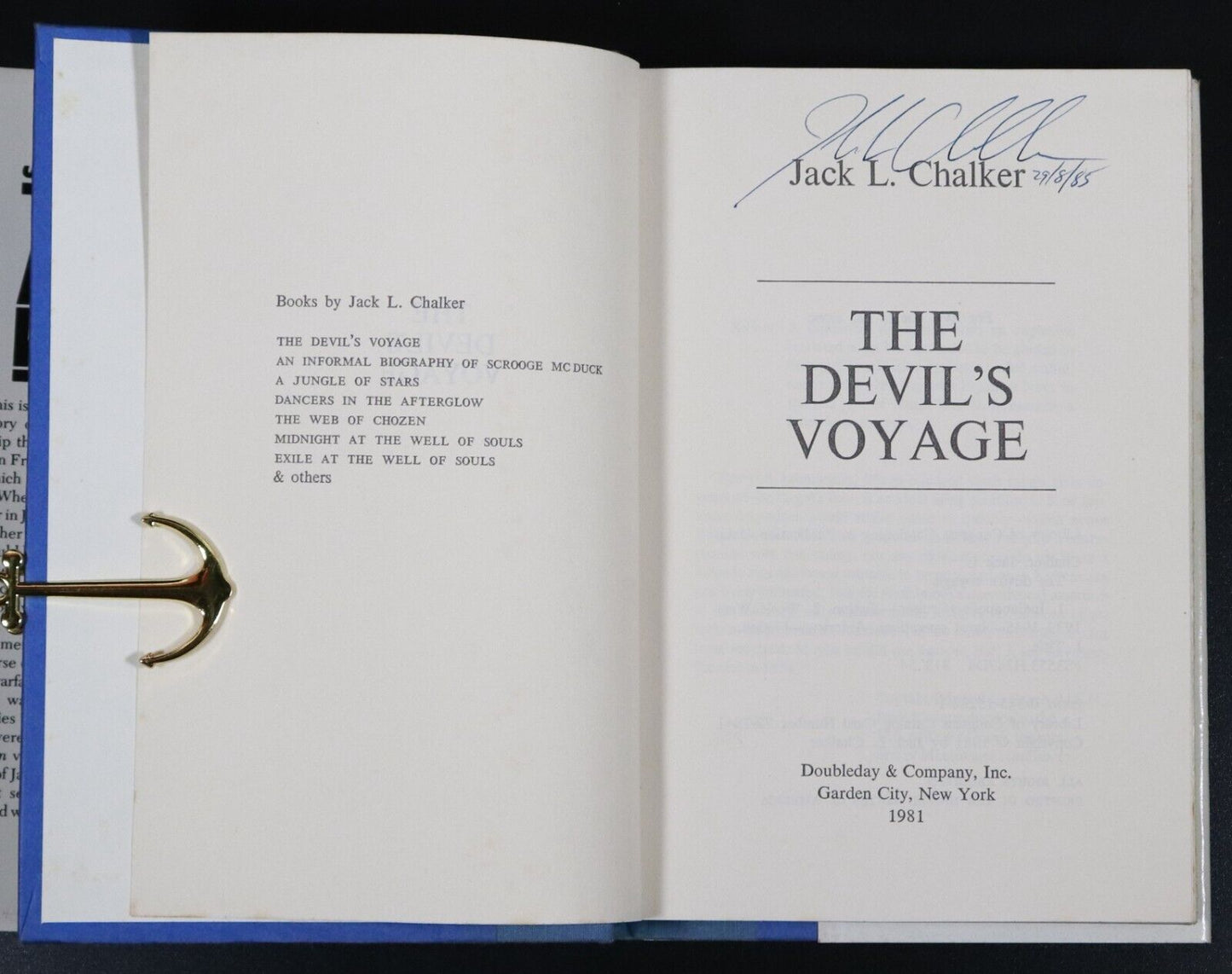 1981 The Devils Voyage by JL Chalker Vintage Military Fiction Book 1st Ed SIGNED