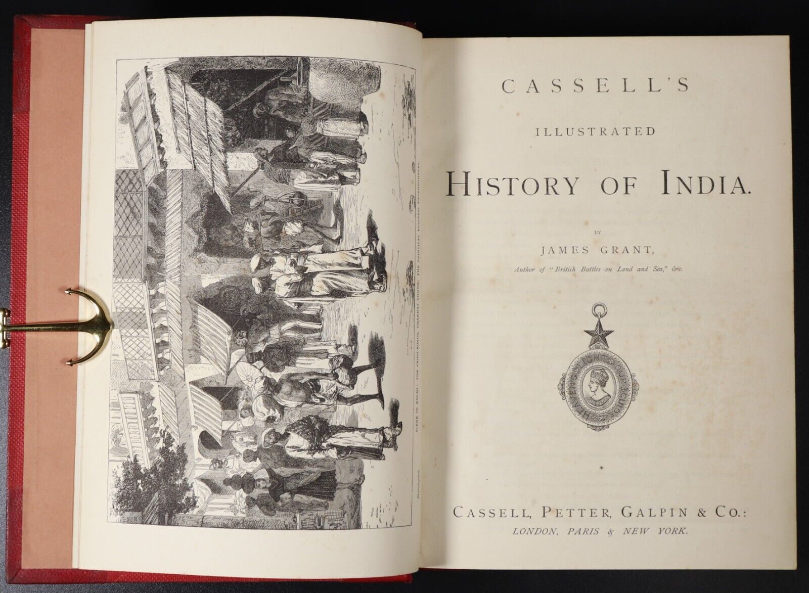 c1885 2vol Cassell's Illustrated History Of India Antique History Book Set