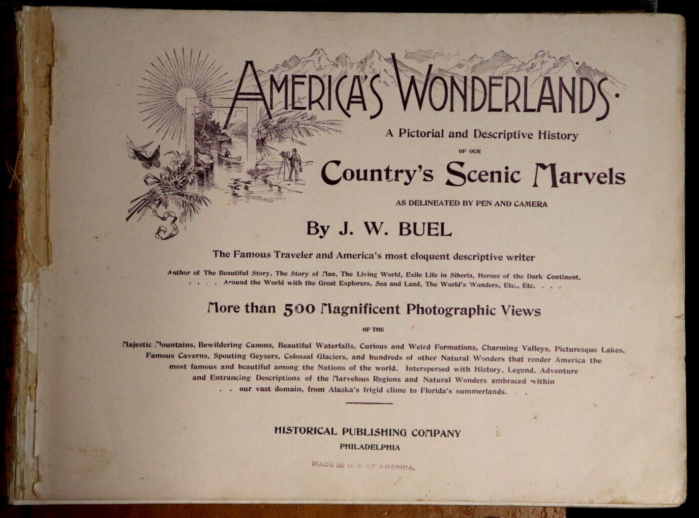 1893 America's Wonderlands by J.W. Buel Antique American Photo History Book - 0