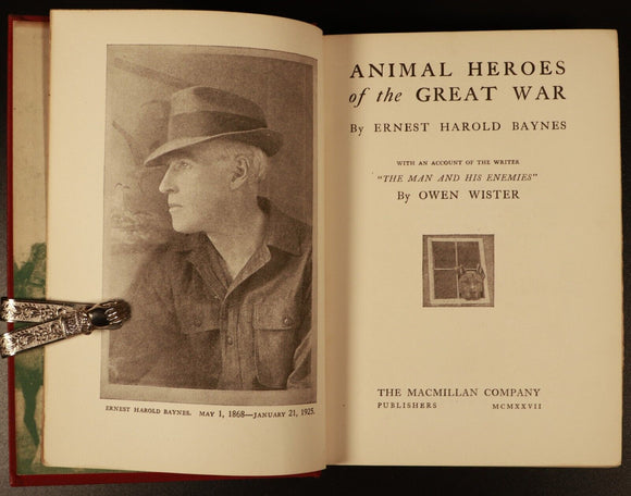 1927 Animal Heroes Of The Great War WW1 Military History Book by E.H. Baynes