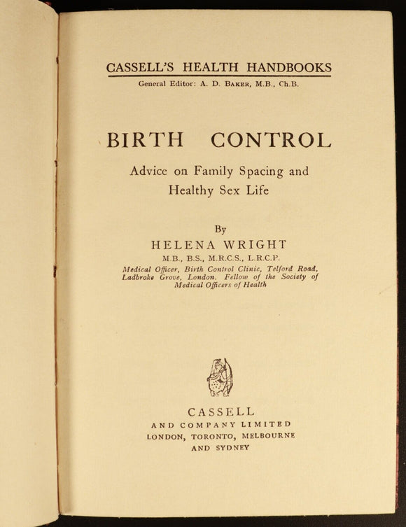Birth Control & Healthy Sex Life by Helena Wright 1935 Antique Reference Book