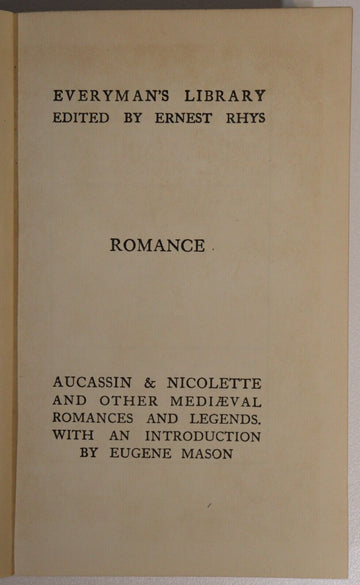 1928 Aucassin & Nicolette Antique French Romance Book Everymans Library - 0