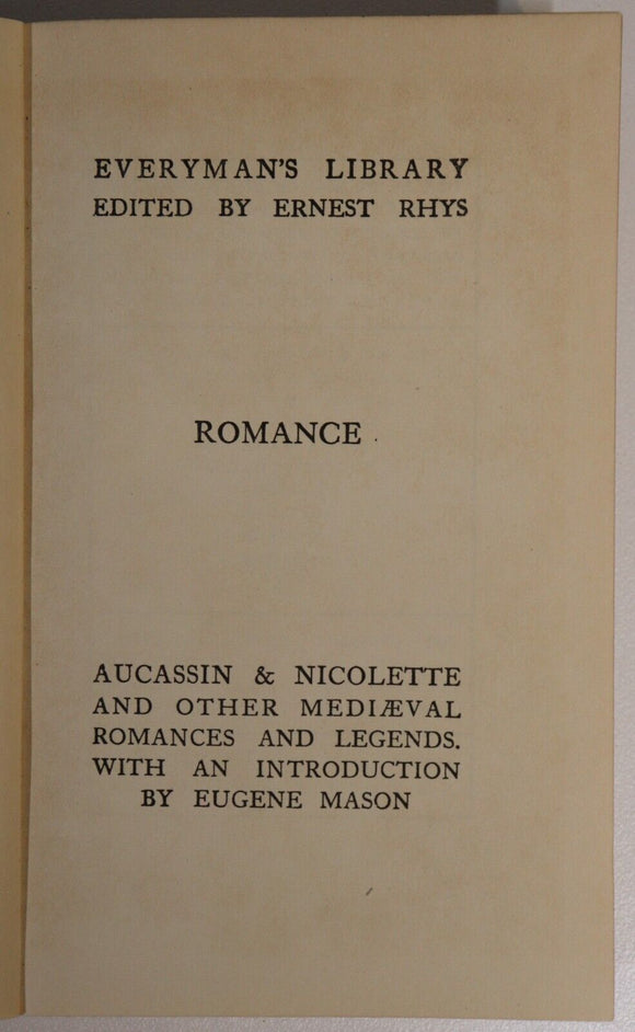 1928 Aucassin & Nicolette Antique French Romance Book Everymans Library