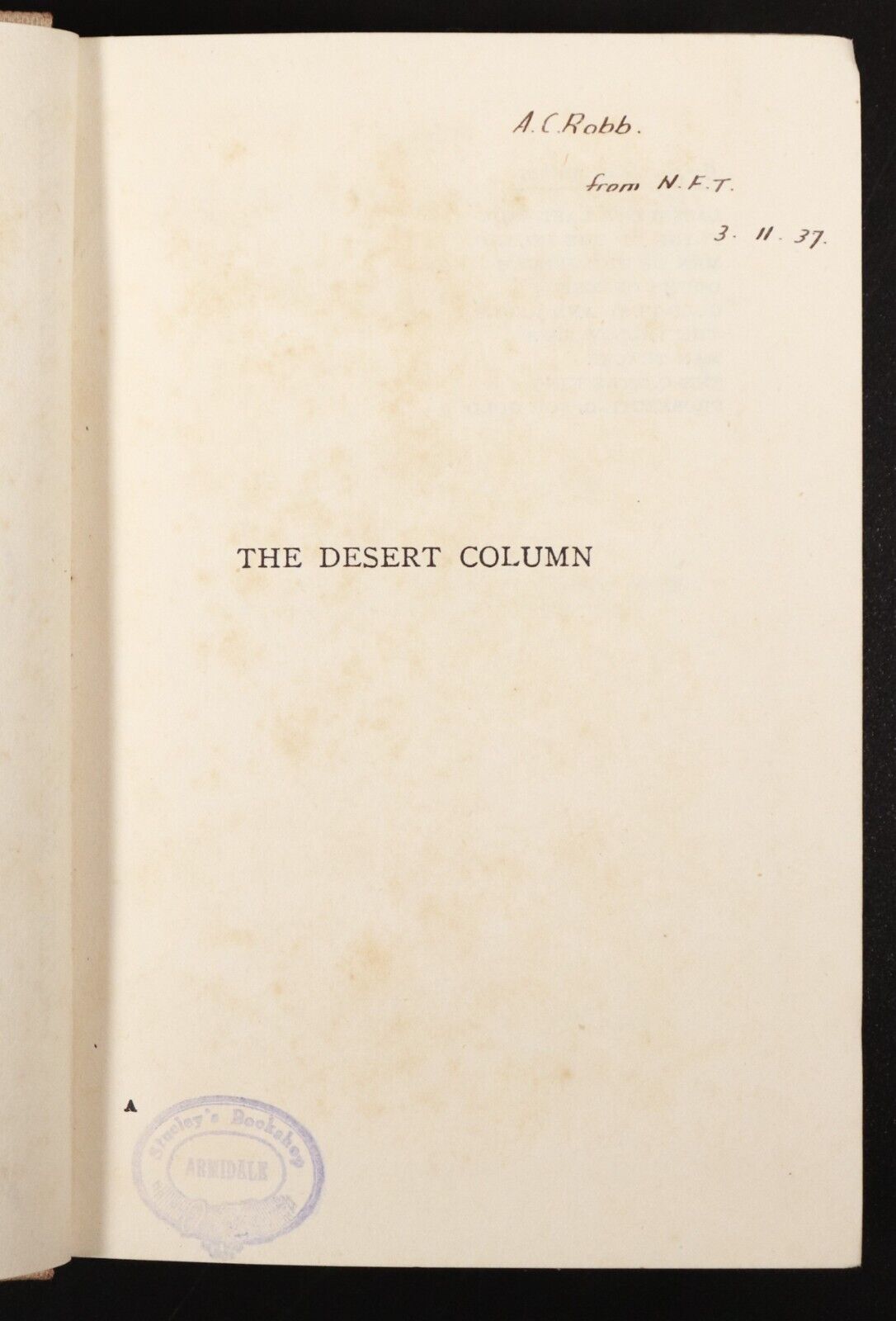 1936 The Desert Column by Ion L. Idriess Antique WW1 Anzac Military Book