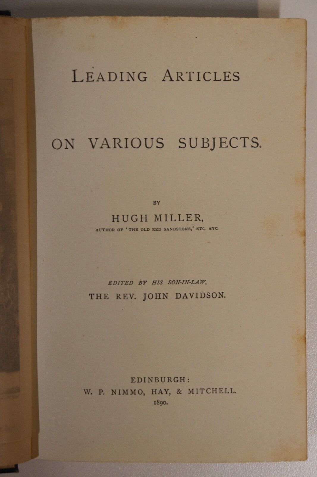 1890 Leading Articles Various Subjects Hugh Miller Antique Scottish History Book