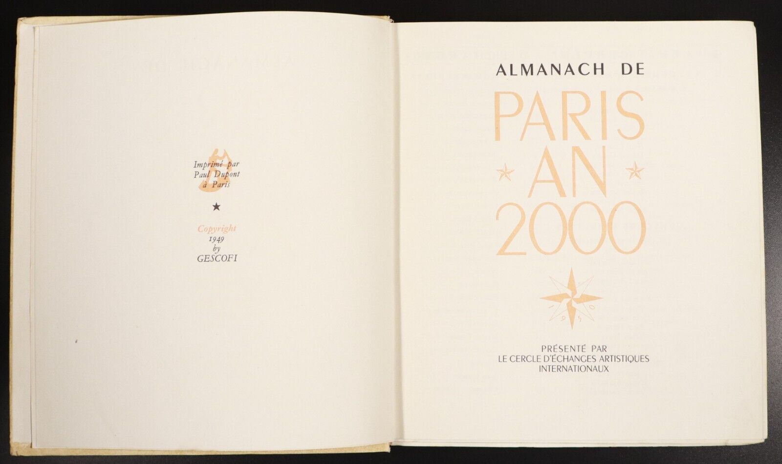 1949 Almanach De Paris AN 2000 by Gescofi Vintage French Culture & History Book - 0