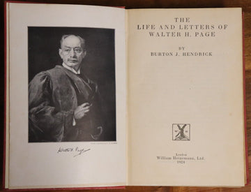 1924 The Life & Letters Of Walter H. Page Antique WW1 History Book - 0