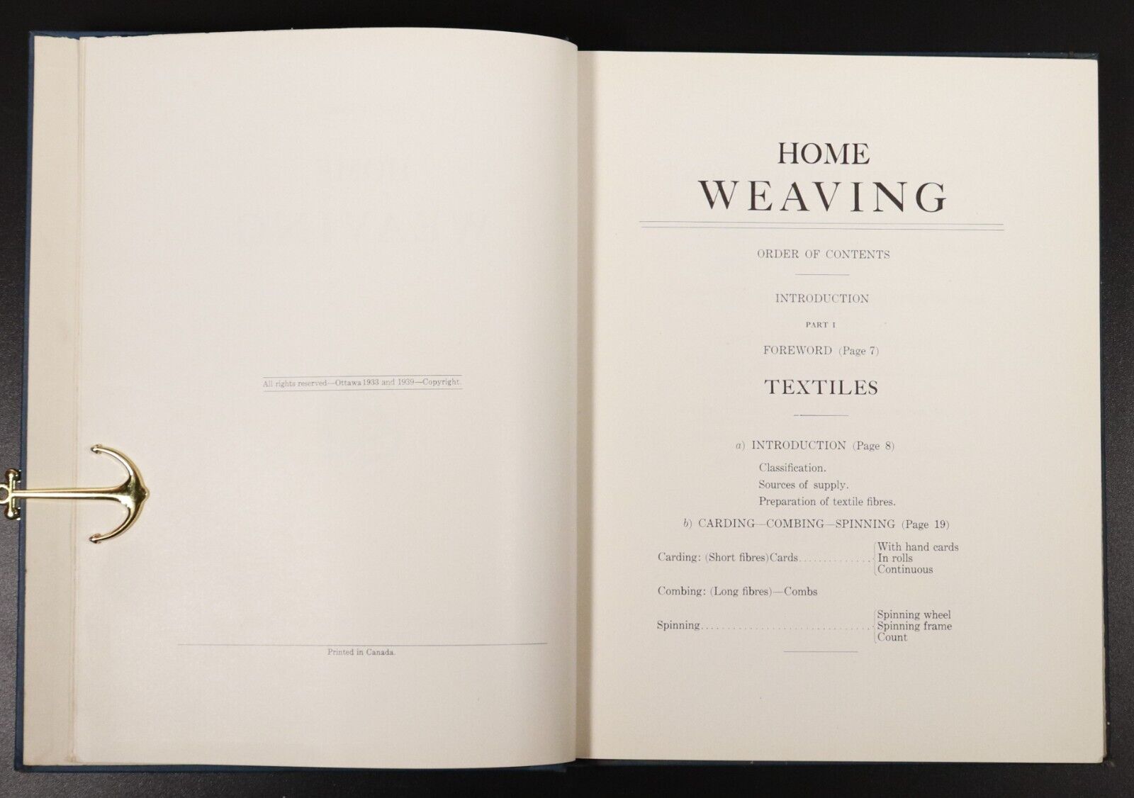 1939 Home Weaving by O.A. Beriau Antique Craft Book Industrial Arts Quebec