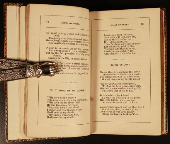 Songs Of Robert Burns Miniature Book Wooden Covers c1885 Antique Poetry Book