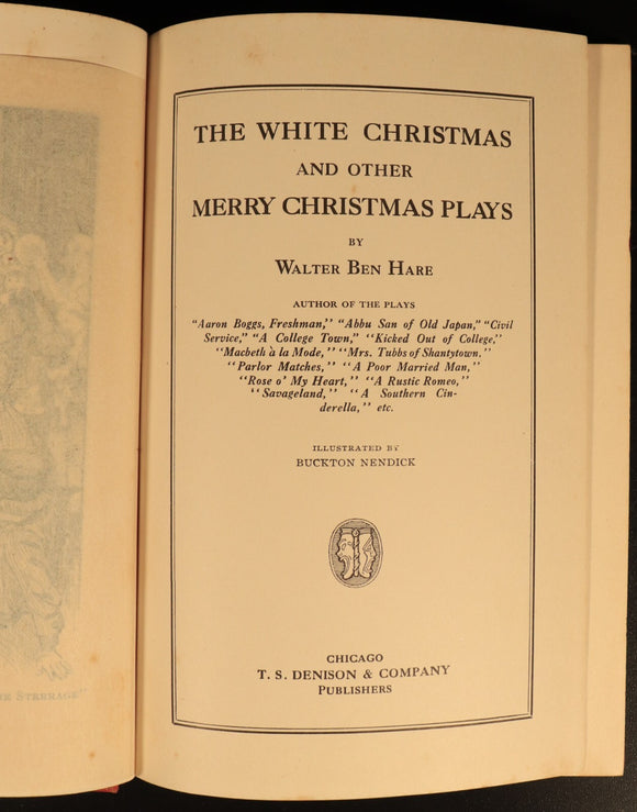 1917 White Christmas & Other Christmas Plays Walter Ben Hare Drama Theatre Book
