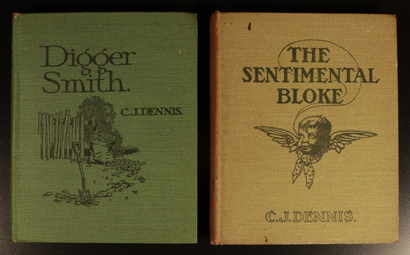 1918 Digger Smith & 1915 Sentimental Bloke CJ Dennis Antique Australian Books