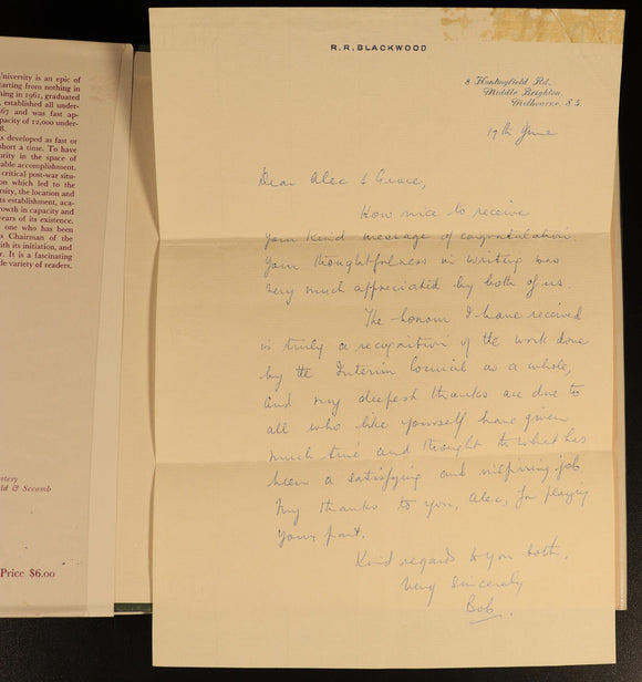 Monash University First Ten Years 1968 Australian History Book SIGNED LETTER