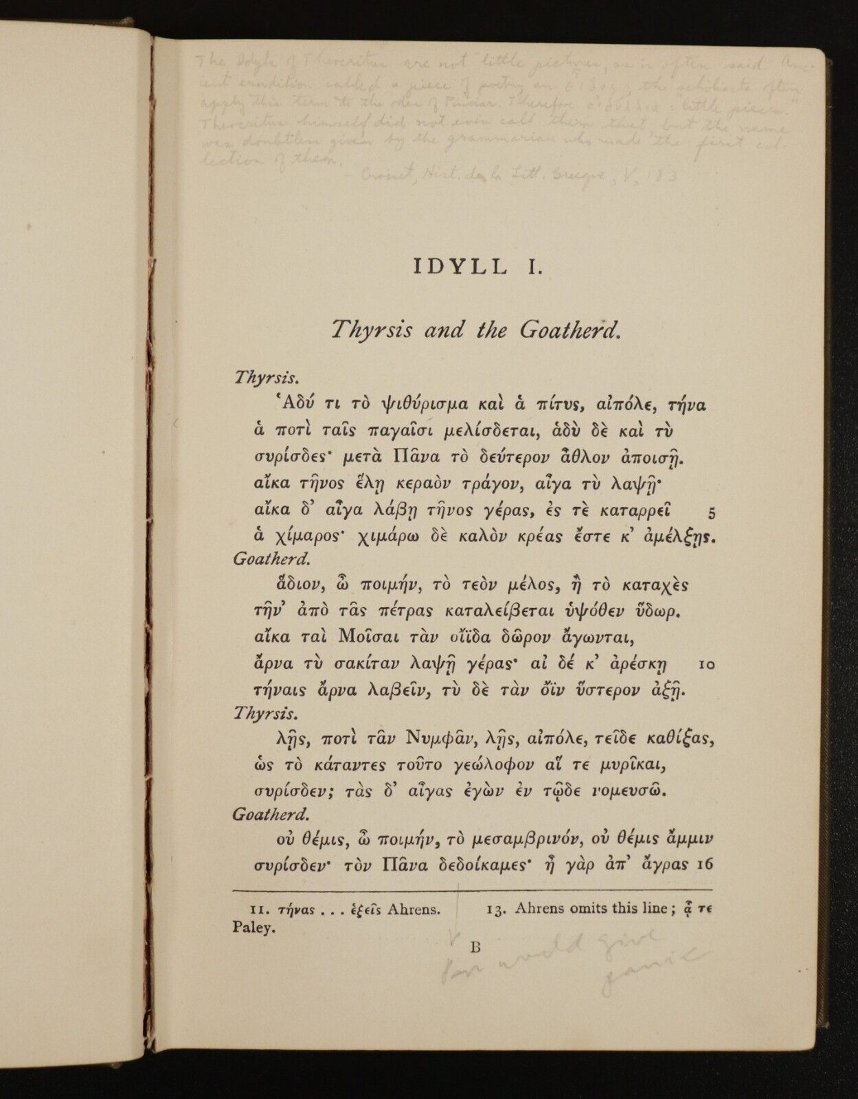 1892 Idylls & Epigrams Attributed To Theocritus H. Kynaston Antique Poetry Book