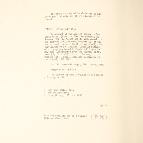 1971 2vol An Account Of The English Colony In NSW Australian History Book Set