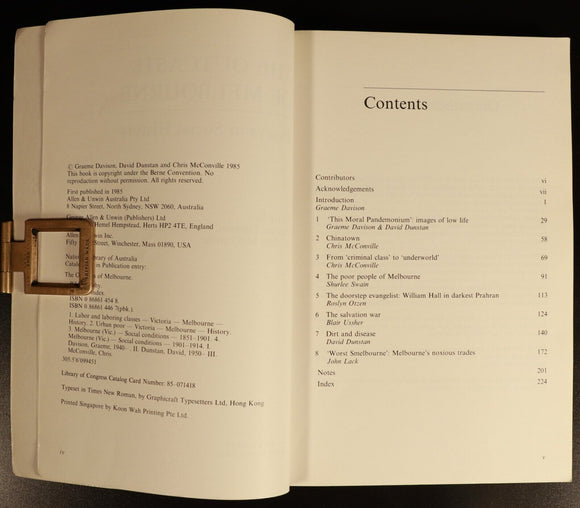 1985 The Outcasts Of Melbourne by Graeme Davison Australian History Book 1st Ed