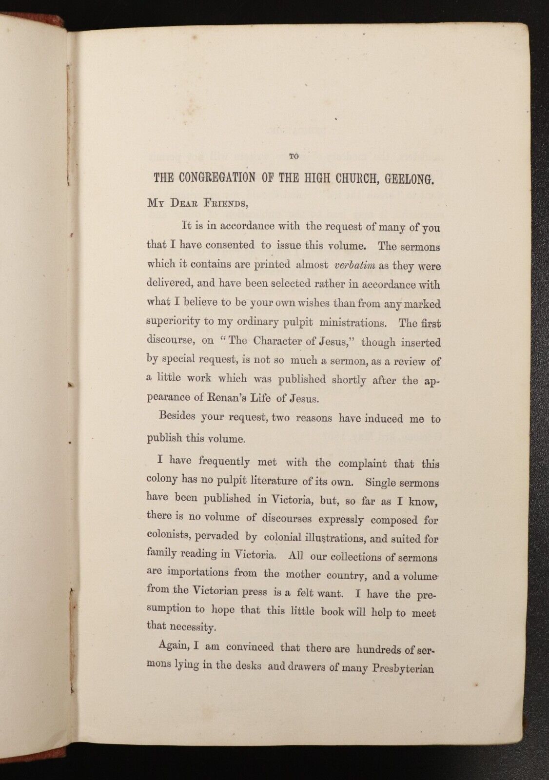 1867 Sermons For Colonists by TM Fraser Antiquarian Australian Theology Book 1st