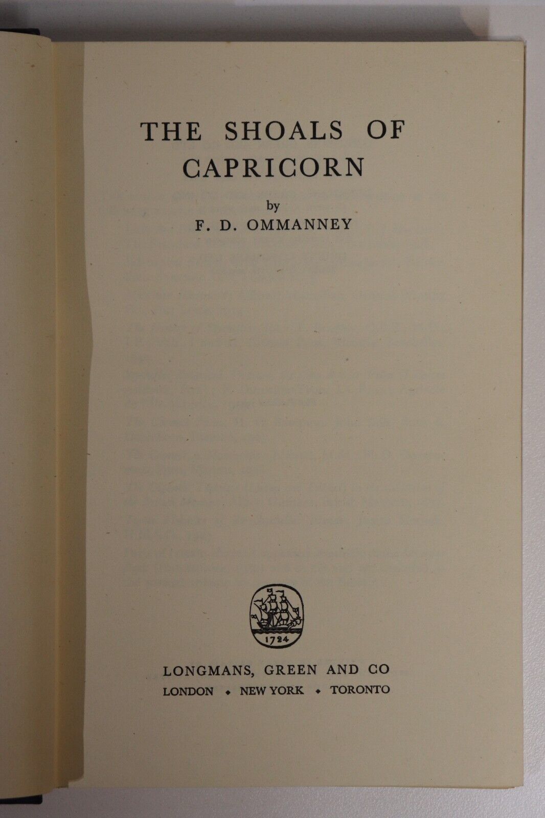 1952 The Shoals Of Capricorn F. D. Ommanney Vintage Maritime Exploration Book - 0