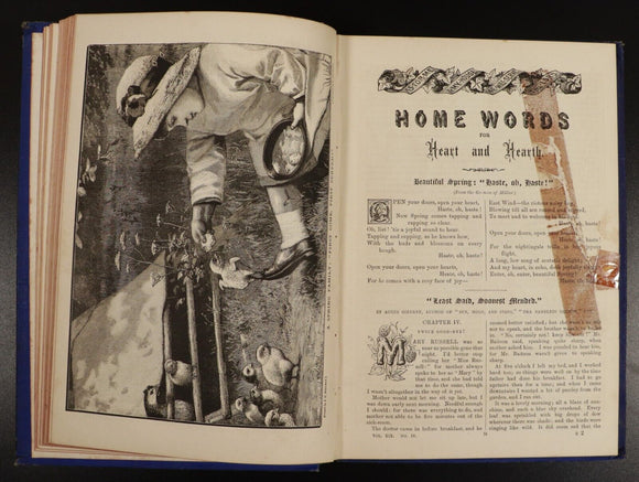 1889 Home Words For Heart & Hearth Antique British Literature Theology Book