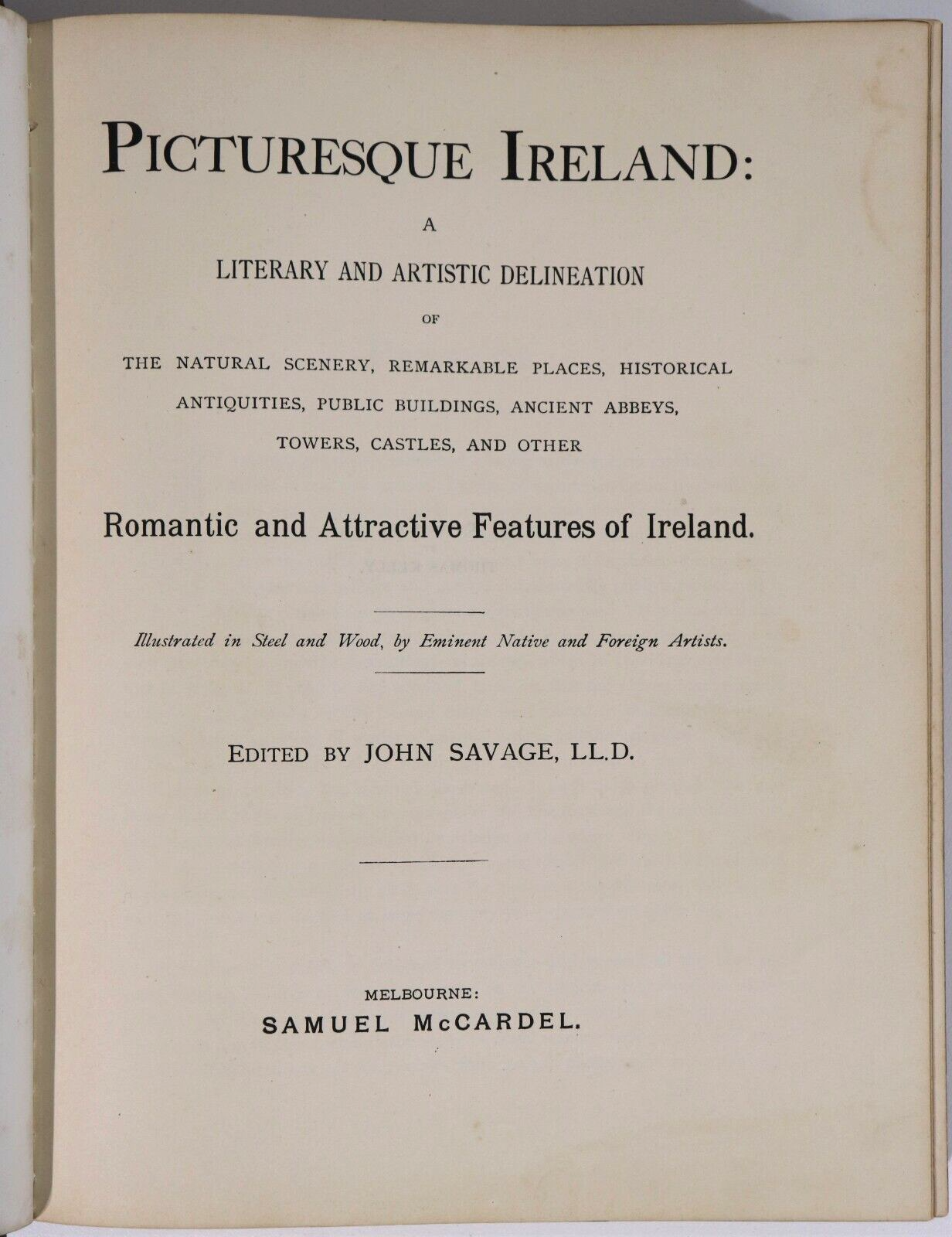 1884 Picturesque Ireland by John Savage Antiquarian Irish History Book Leather