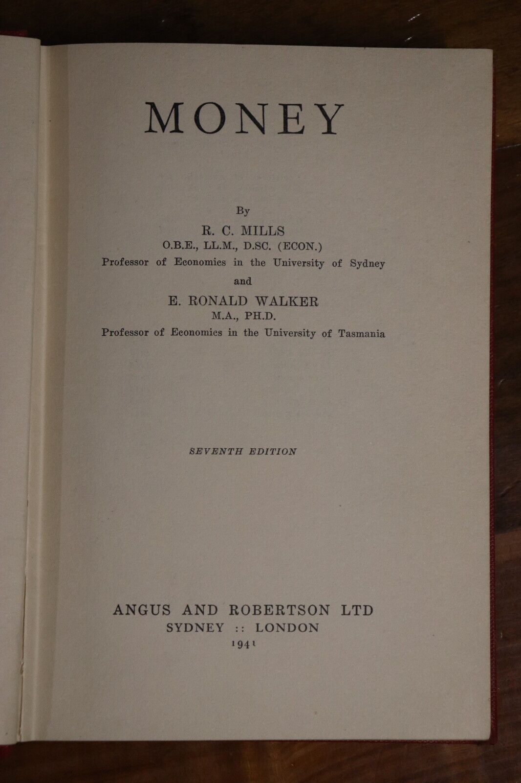 1941 Money by RC Mills & ER Walker Australian Financial Reference Book