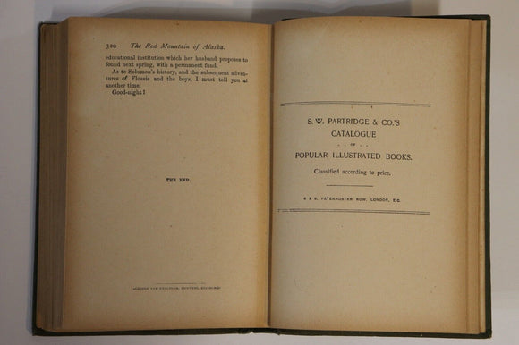 c1910 The Red Mountain Of Alaska by W.B. Allen Antique Fiction Book
