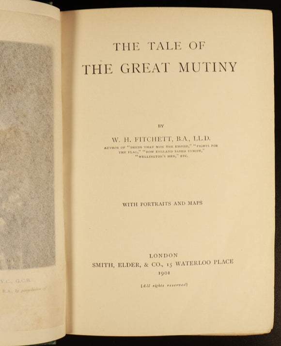 1901 The Tale Of The Great Mutiny Antique Indian History Book w/Maps Illustrated