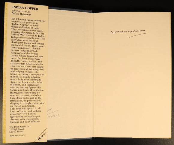 Indian Copper Policeman by Bill C. Pearce Indian History Book SIGNED 1st  Ed