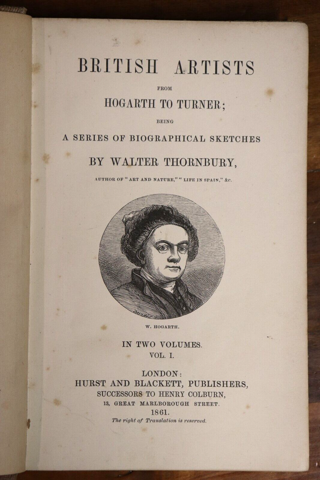 1861 British Artists From Hogarth To Turner by Walter Thornbury Antique Art Book - 0