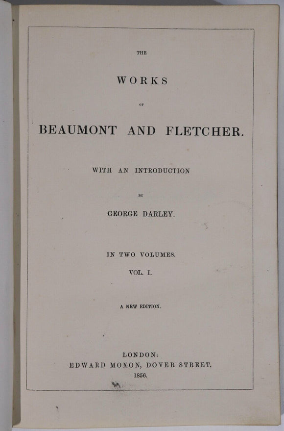 1856 The Works Of Beaumont & Fletcher by G. Darley Antique Literature Book