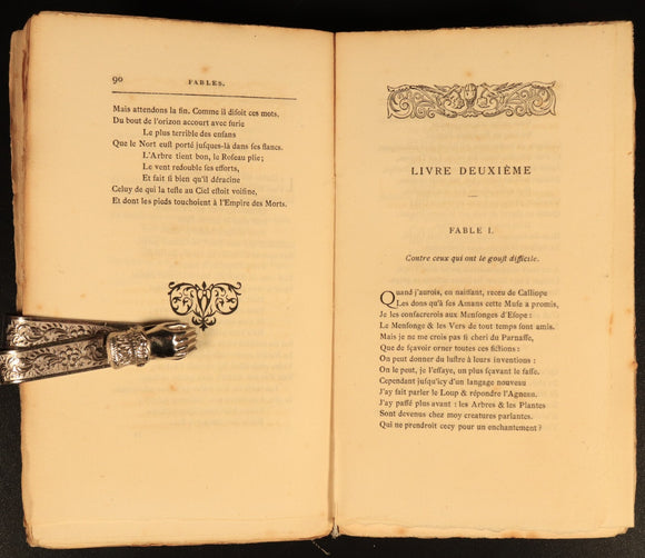 1868 Fables De La Fontaine Antiquarian French Literature Book 2vol Suit Rebind