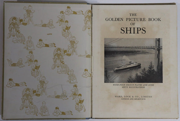 c1949 The Golden Picture Book Of Ships Antique Children's Maritime Book
