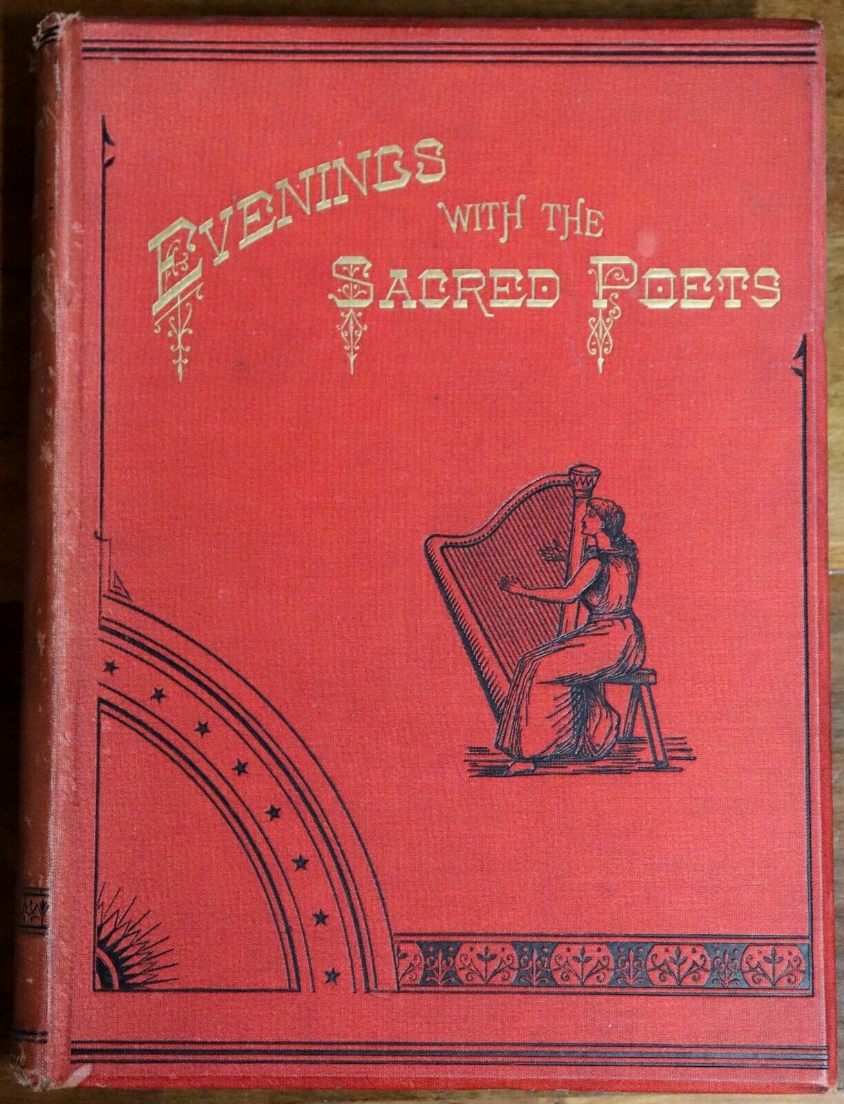 c1880 Evenings With The Sacred Poets Antique British Poetry & Literature Book