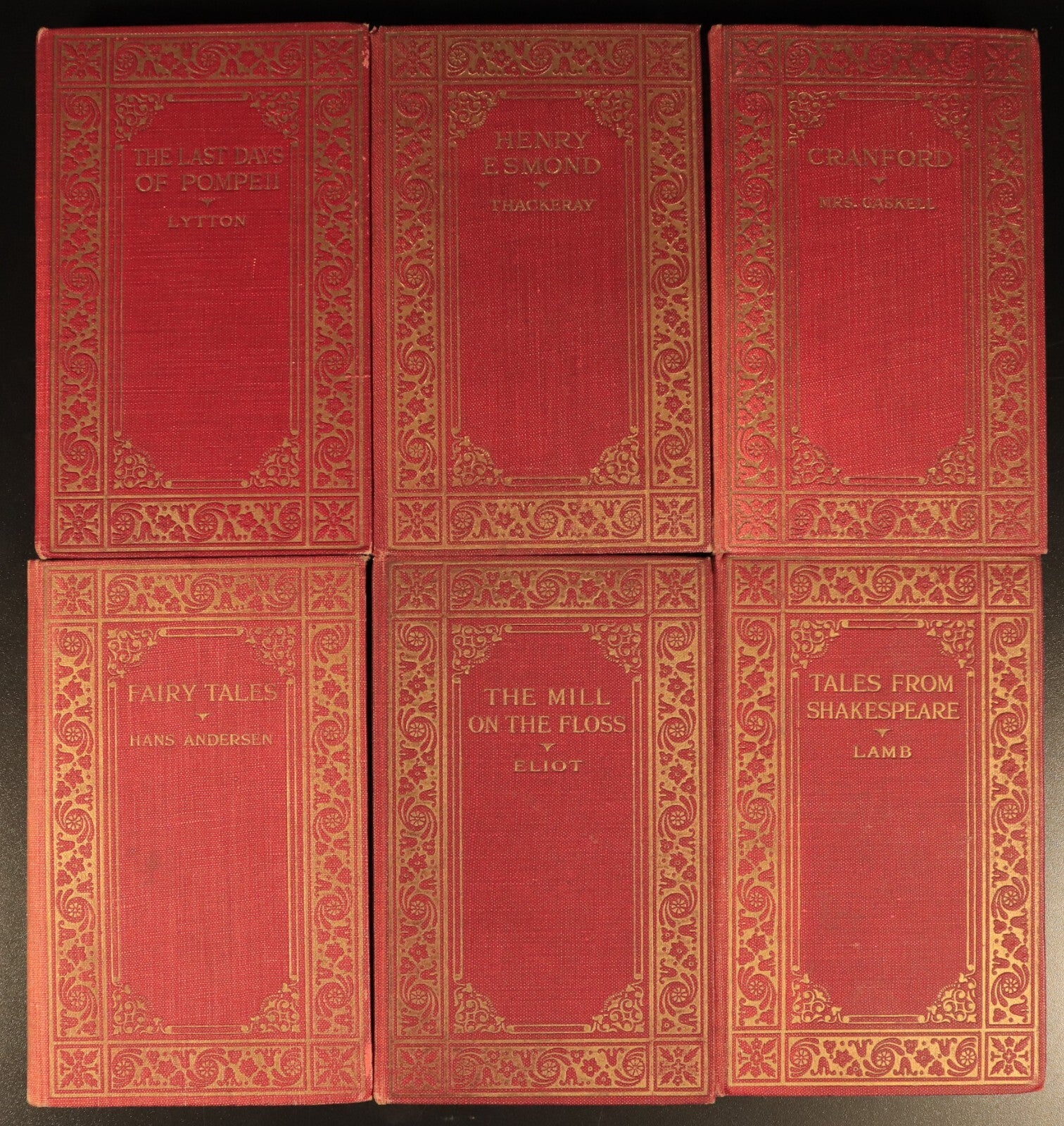 6 Volume Antique Book Collection c1920's Last Days Of Pompeii Lytton Eliot etc