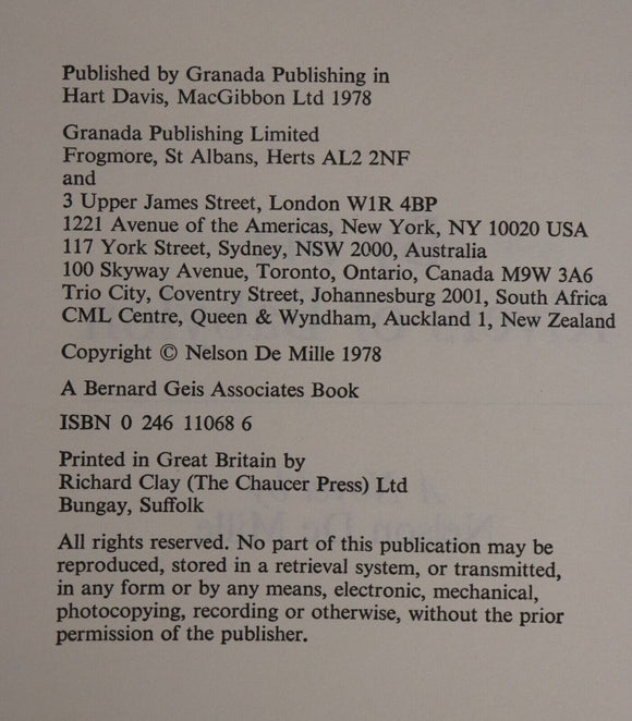 1978 By The Rivers Of Babylon by Nelson de Mille American Fiction Book