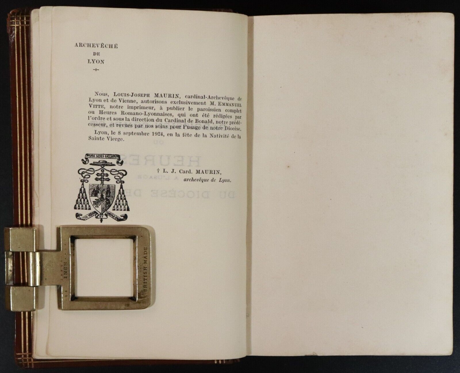 1925 Paroissien Complet ou Heures A L'Usage Du Diocese De Lyon Antique Book